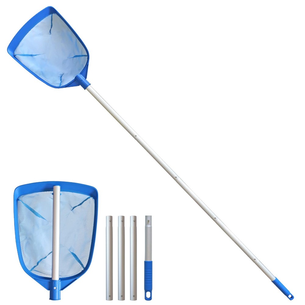 Pool Leaf Skimmer Net w/ 5 Sections Telescopic Aluminum Pole