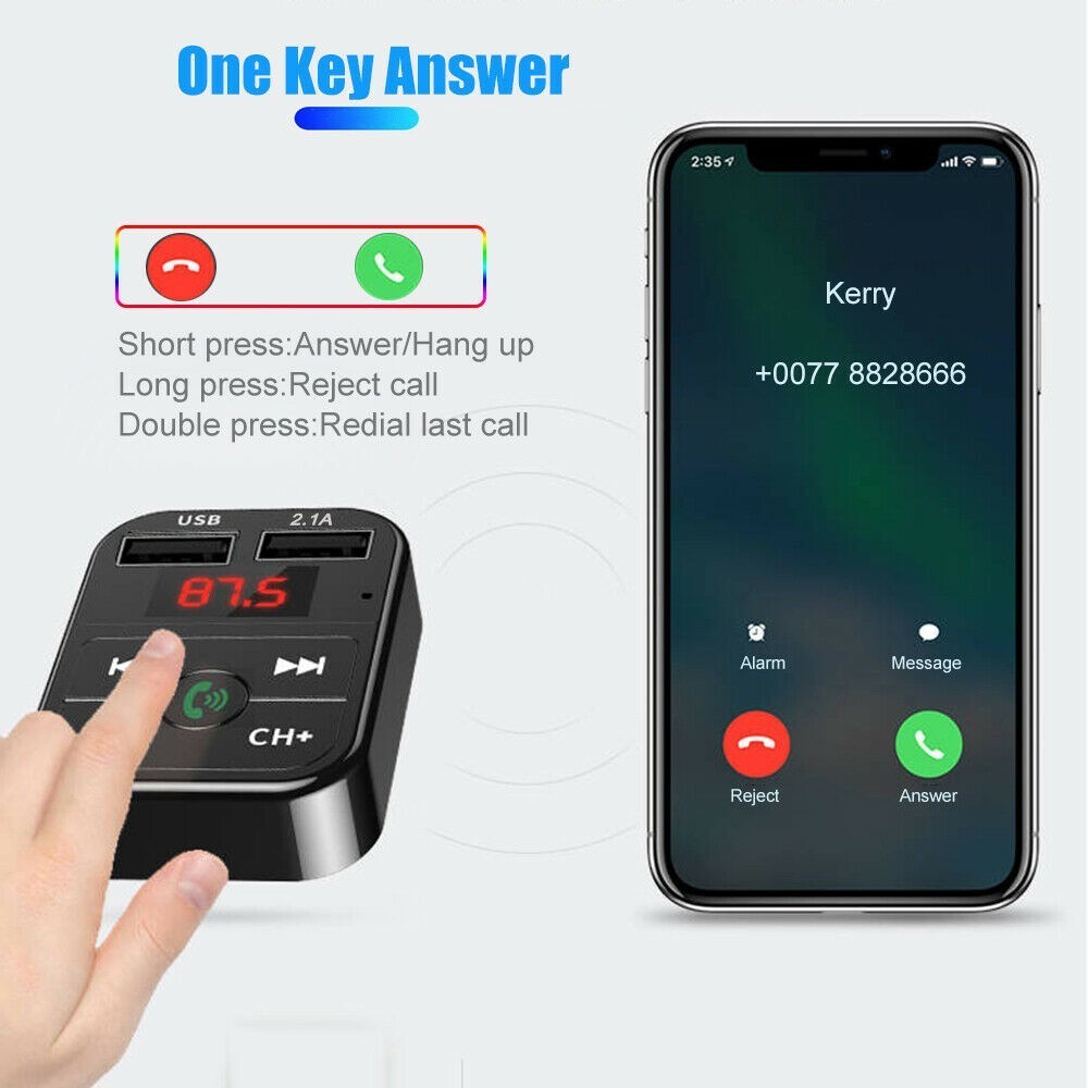 Wireless Car MP3 Player FM Transmitter 2 USB Charging Handsfree