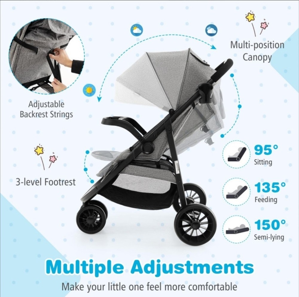 Baby Jogging Stroller With Adjustable Canopy