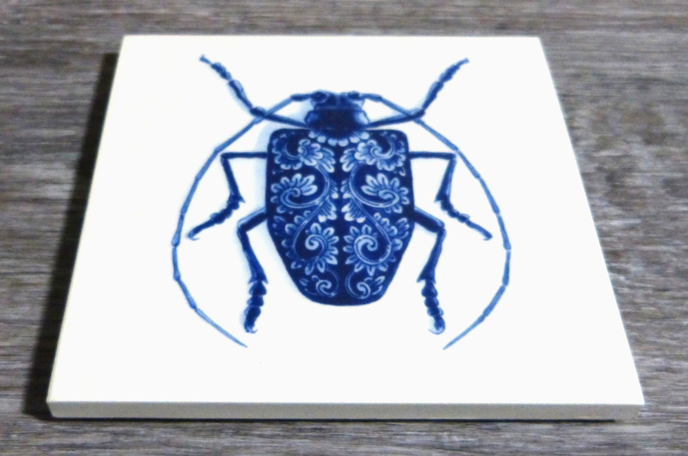 Unique Royal Delft Ceramic Blue Tile Tegel Bug 06