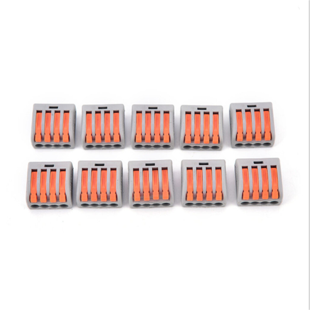 10PCS 4 Way Reusable Spring Lever Terminal Block Electric Cable Wire Connectors