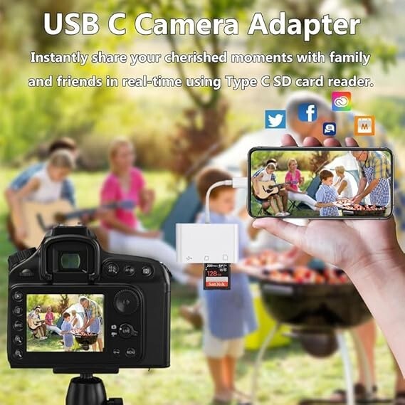 SD Card Reader USB Type C - 3-1 Memory Card Adapter for iPhone/iPad/Samsung/More