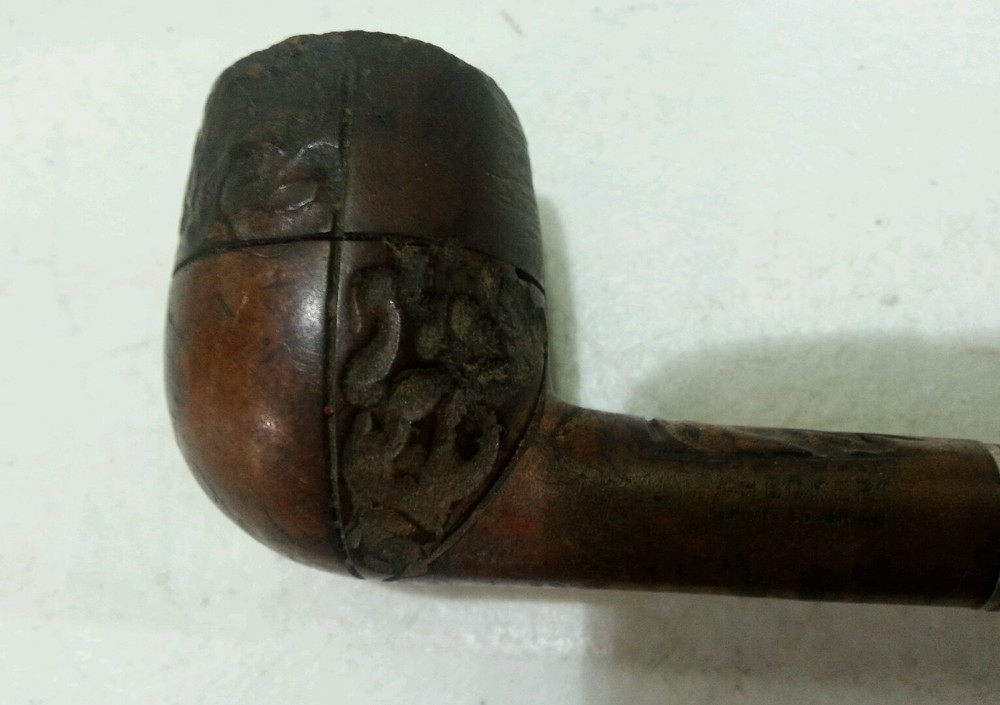 Estate Pipe Yellow Bole Imported Briar Checkers Smokers Deluxe