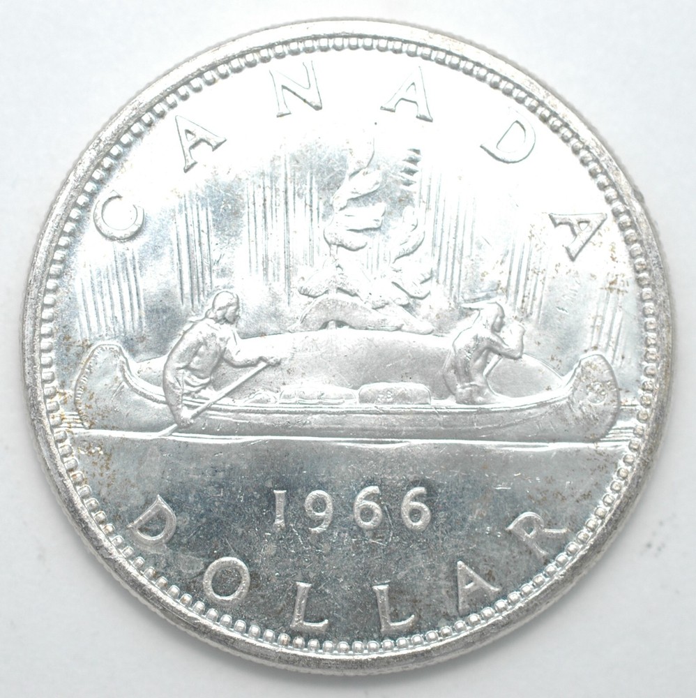 1966 Canada Silver Dollar BU from original roll Uncirculated coin Free Shipping