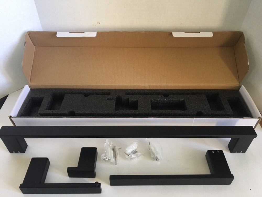 Matte Black Bathroom Hardware 4 Piece Set New