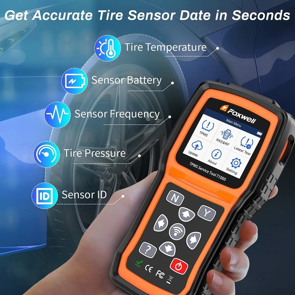 Foxwell T1000 Car TPMS Reset Tire Pressure Sensor Activate Programming Scan Tool