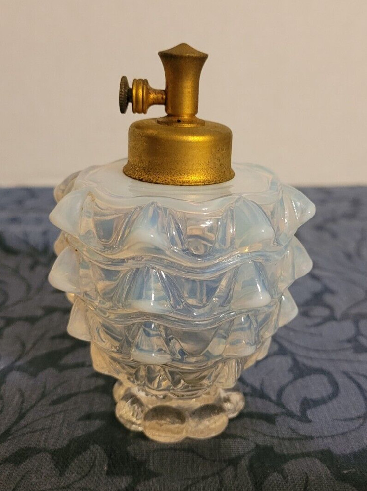 Vintage Chunky Opalescent Glass Perfume Bottle  4"