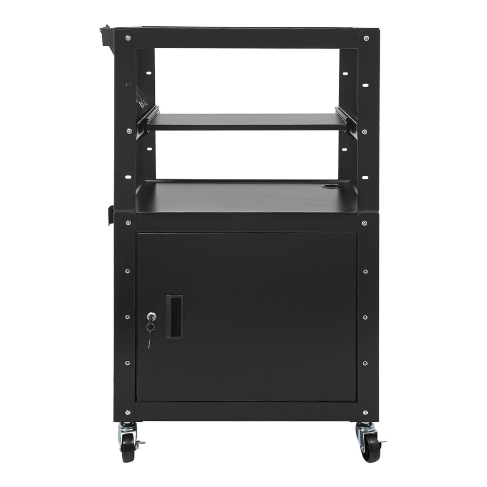 AV Cart Media Cart With Power Cord Management Pullout Tray Height Adjustable