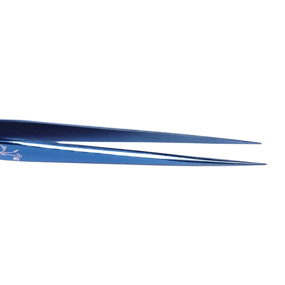 Navy Vine Blossom - Straight Isolation Tweezer - I Shape