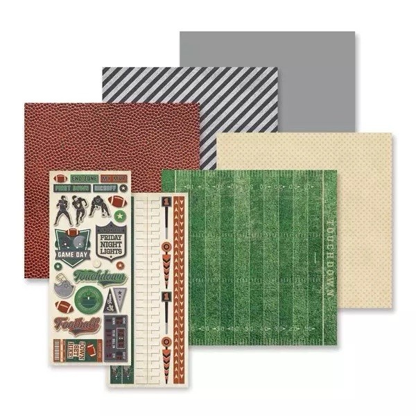 Creative Memories Theme Pack: "Gridiron" 12x12 Football Paper & Stickers