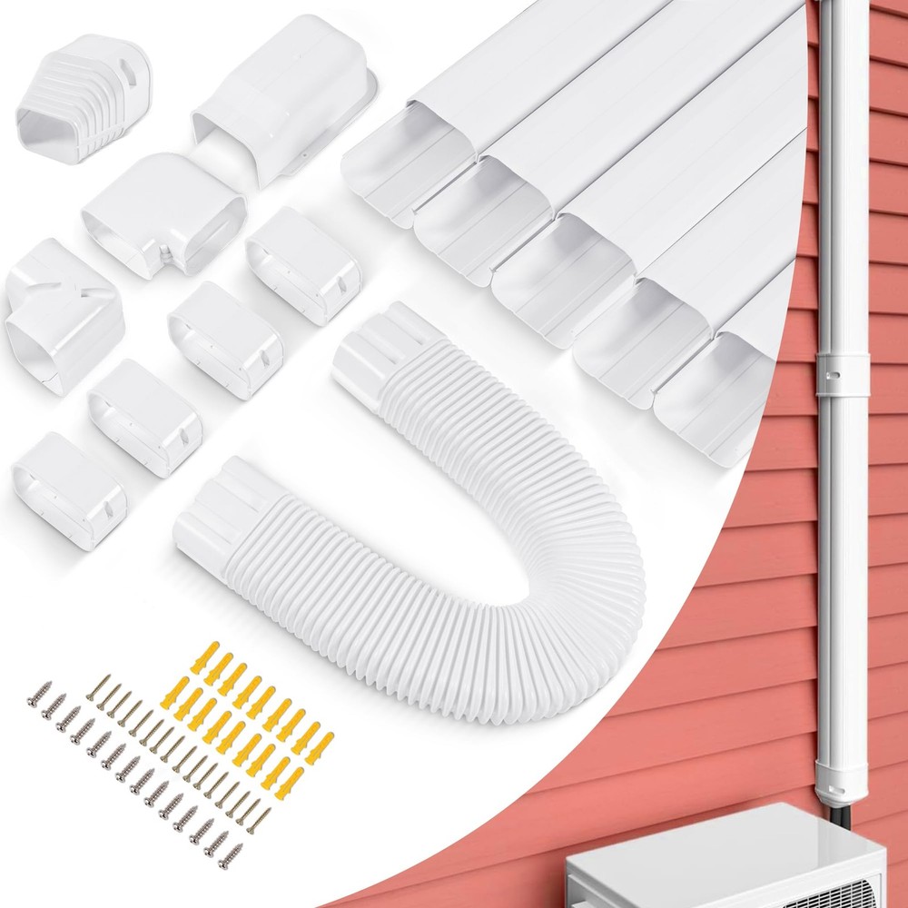 10Ft Mini Split Line Set Cover 3" PVC Line Cover Kit for Mini Split and Centr...