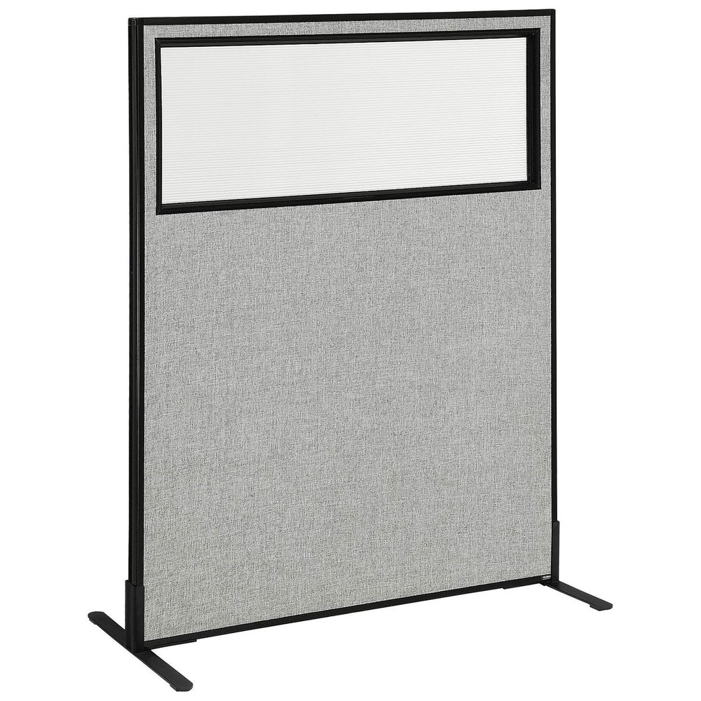 48-1/4"W x 60"H Freestanding Office Partition Panel with Partial Window Gray