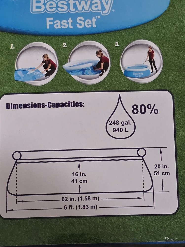 H2OGo Bestway Pool Fast Set 6' × 20" Inflatable