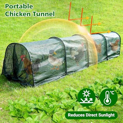 Chicken Tunnel for Outside 12FT, Flexible Chickens Runs for Yard, Quick