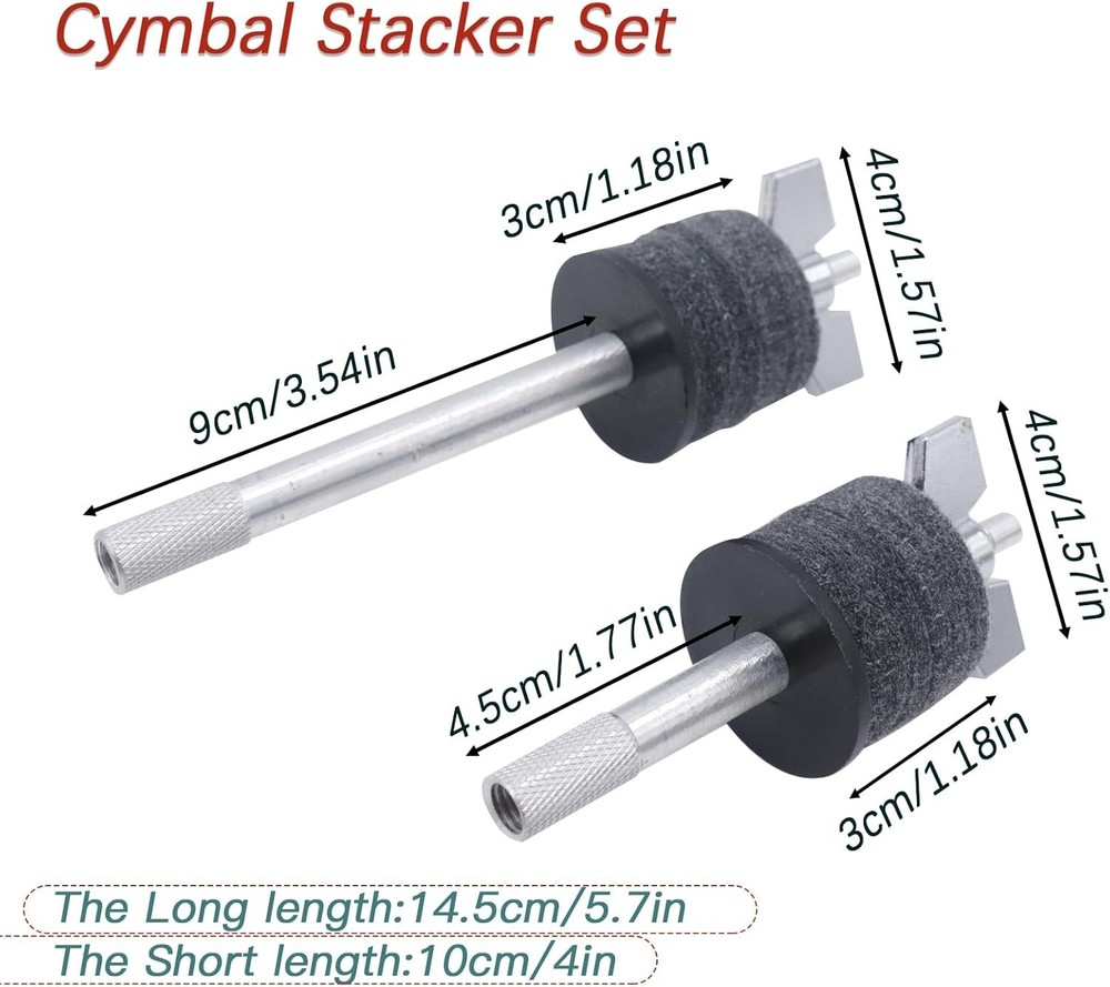 CashBeat Cymbal Stacker Set, 4" & 5.7" Stackers with 8mm Thread, Percussion Inst