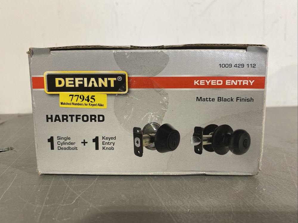 Defiant Hartford Matte Black Single Cylinder Combo Pack