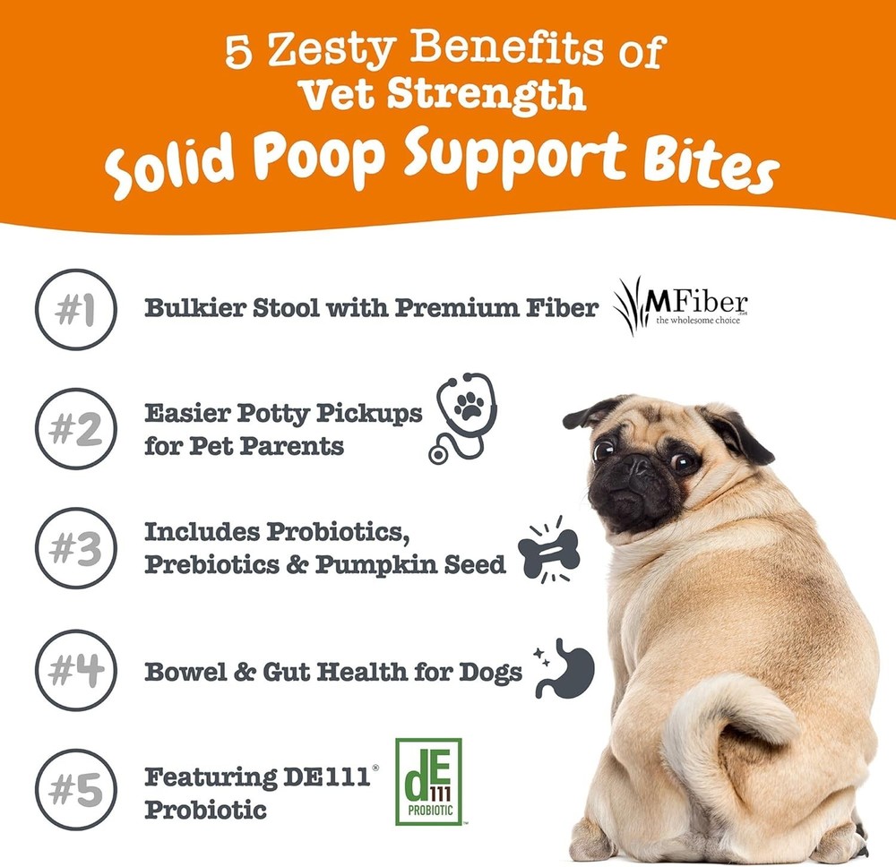 Solid Poop Support Bites for Dogs - 90 Count