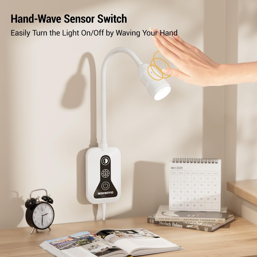 Wall Mounted Reading Light for Bed, Headboard Light with 360° Flexible Arm,