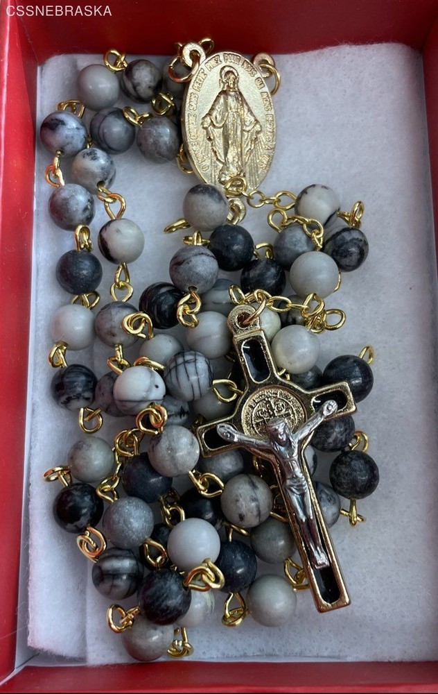 Rosary with black /grey stone