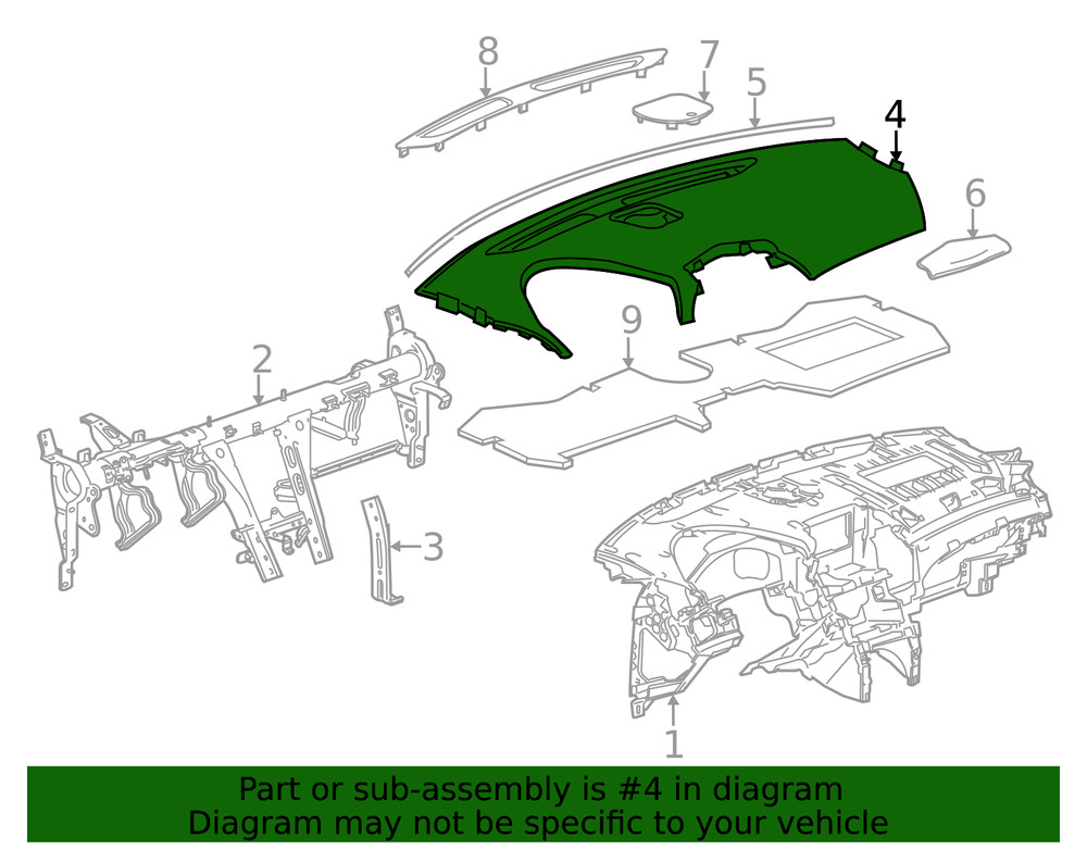 Genuine GM Jet Black Instrument Panel Upper Trim Panel 22891903