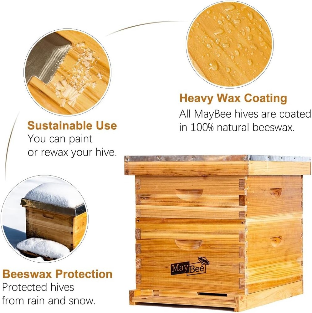 Beehive 8 Frame Bee Hives & Supplies Starter Kit Bee Hive Beginner Honey Bee