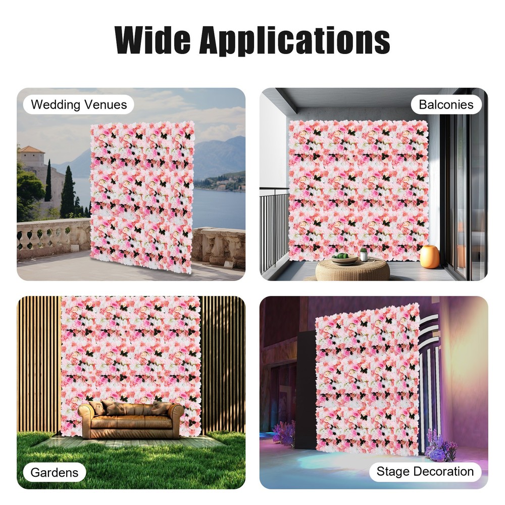 12 Pcs Artificial Flower Wall Panel Rose Dahlia Leaves Wedding Backdrop Stage