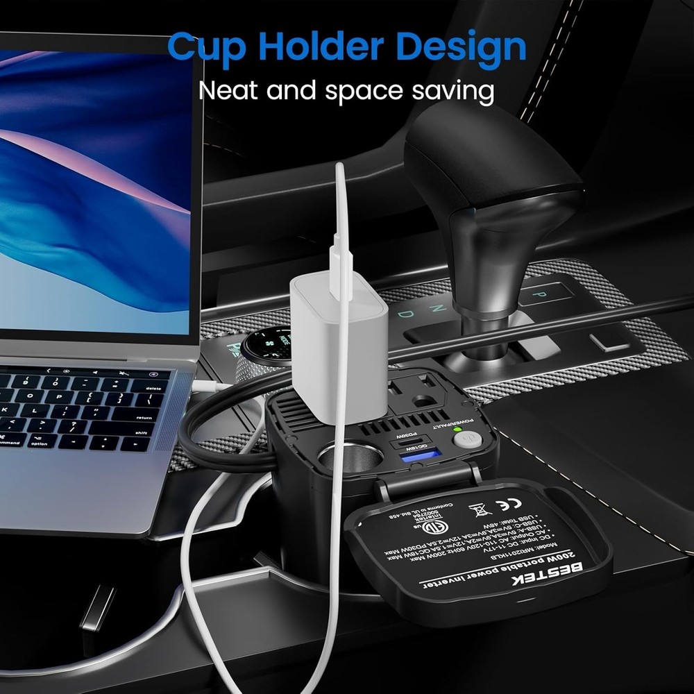 Reliable 200W Inverter: Dual AC & Fast USB Charging for Laptops & Small Devices