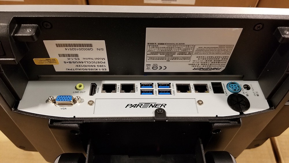 Partner E5-1-K Touch POS System, MSR, 15" Display (New) w/ MSR and Stand