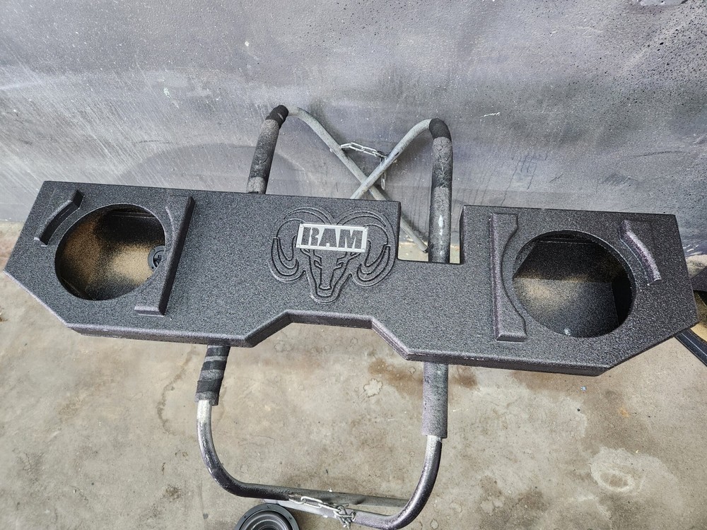 Custom Dodge Ram 2002-2022 Classic Sealed Subwoofer Box Dual 10 inch Etched logo