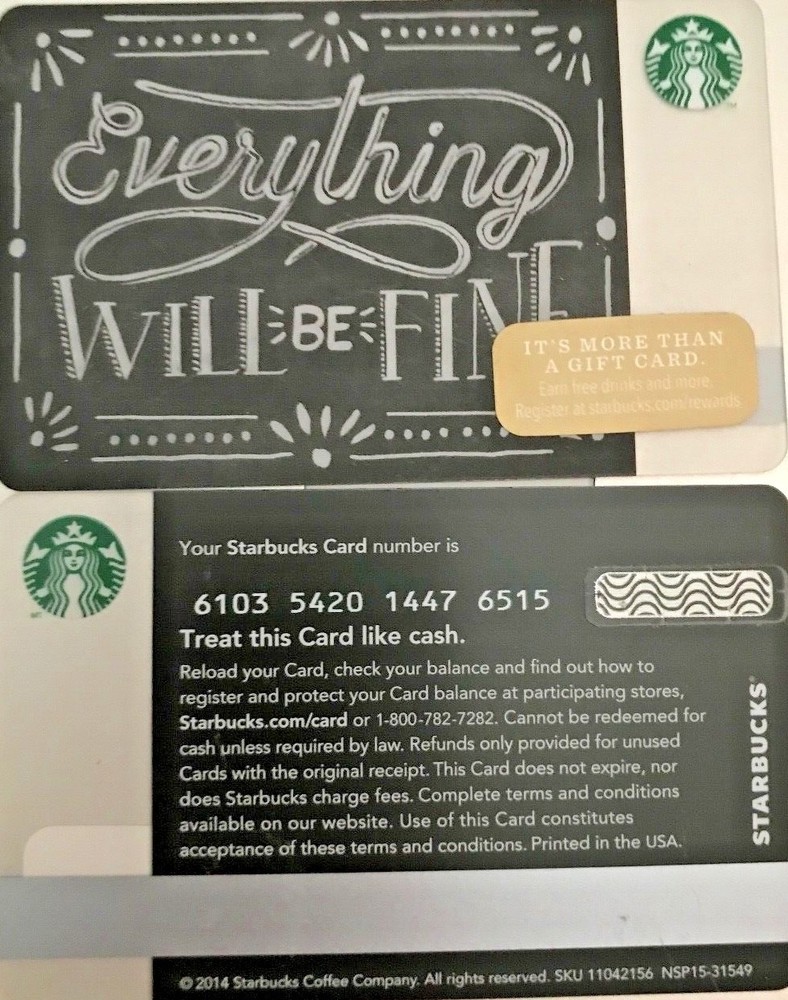 2014 STARBUCKS EVERYTHING WILL BE FINE GIFT CARD #6103 NO VALUE