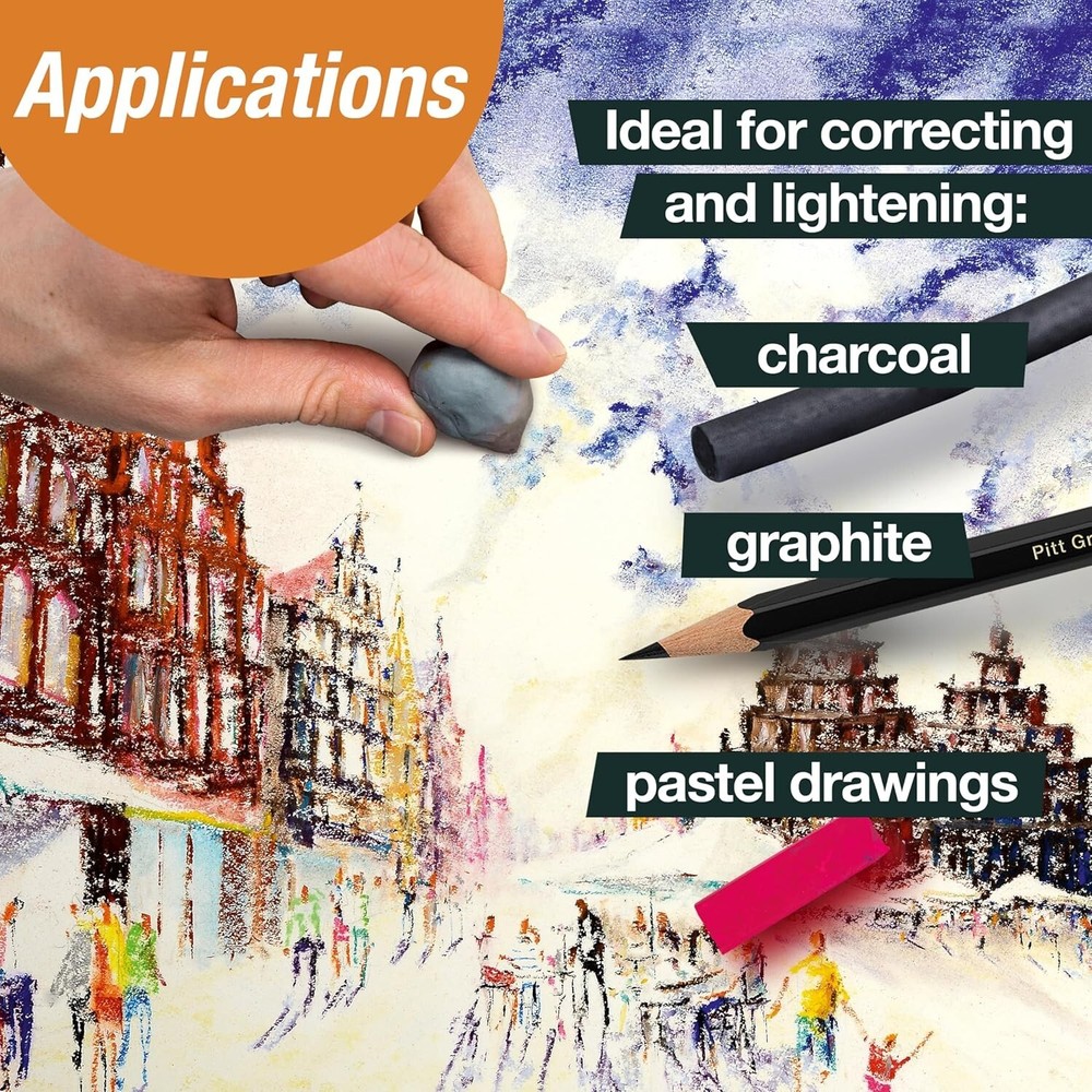 Versatile Grey Kneaded Eraser with Storage Case - Ideal for Drawing & Sketching