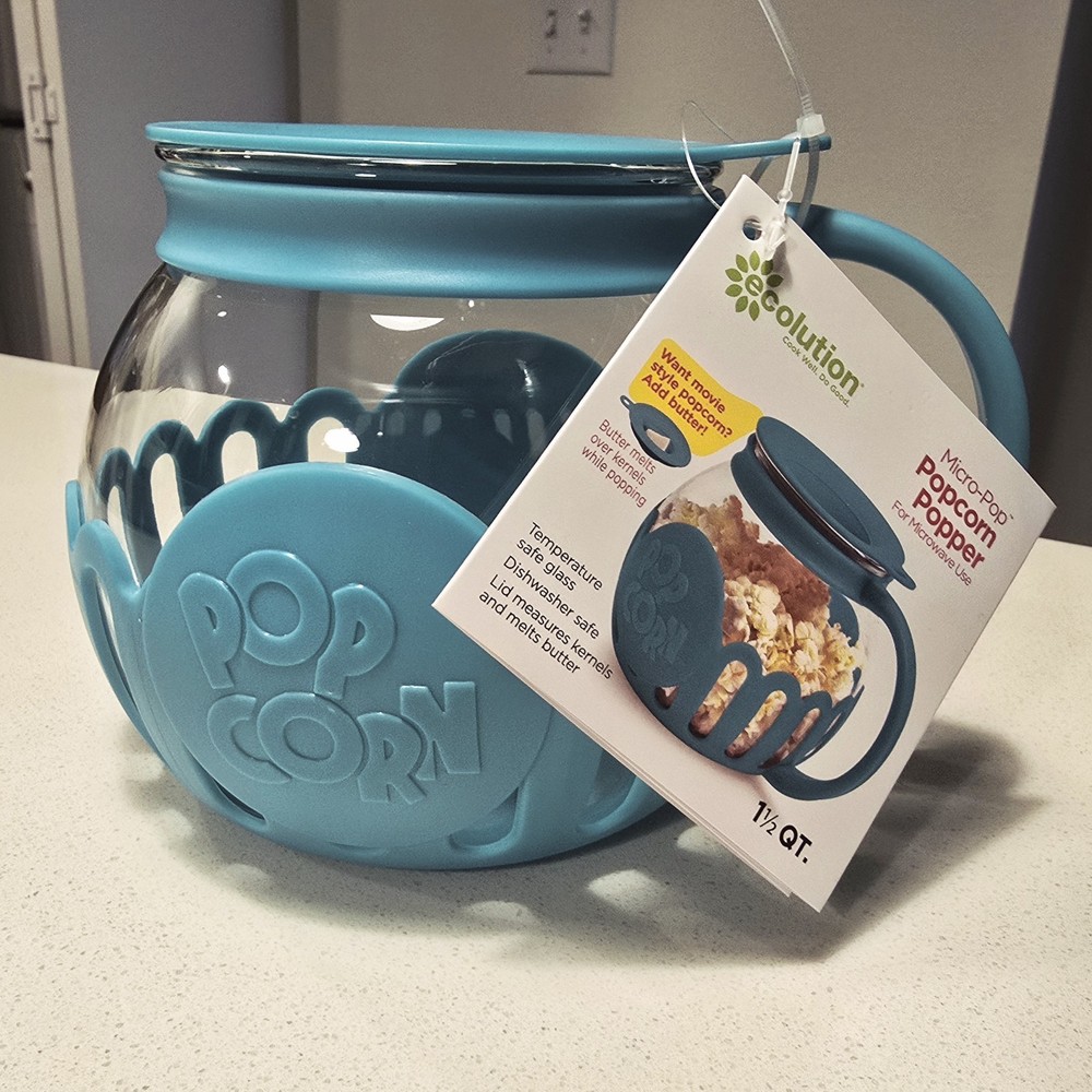 Ecolution Micro-Pop 1.5 qt Blue Microwave Popcorn Maker With Lid