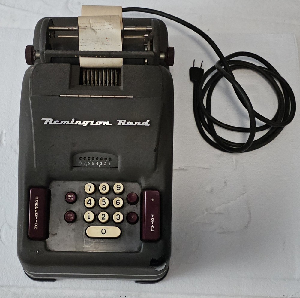 1940s Remington Rand VTG. Manual Bookkeeping  10 Key Calculating Adding Machine