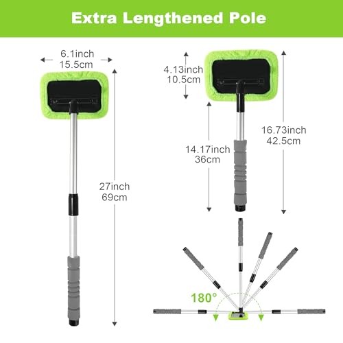 XINDELL Windshield Cleaning Tool for Car –ch Extendable Handle 27in Green