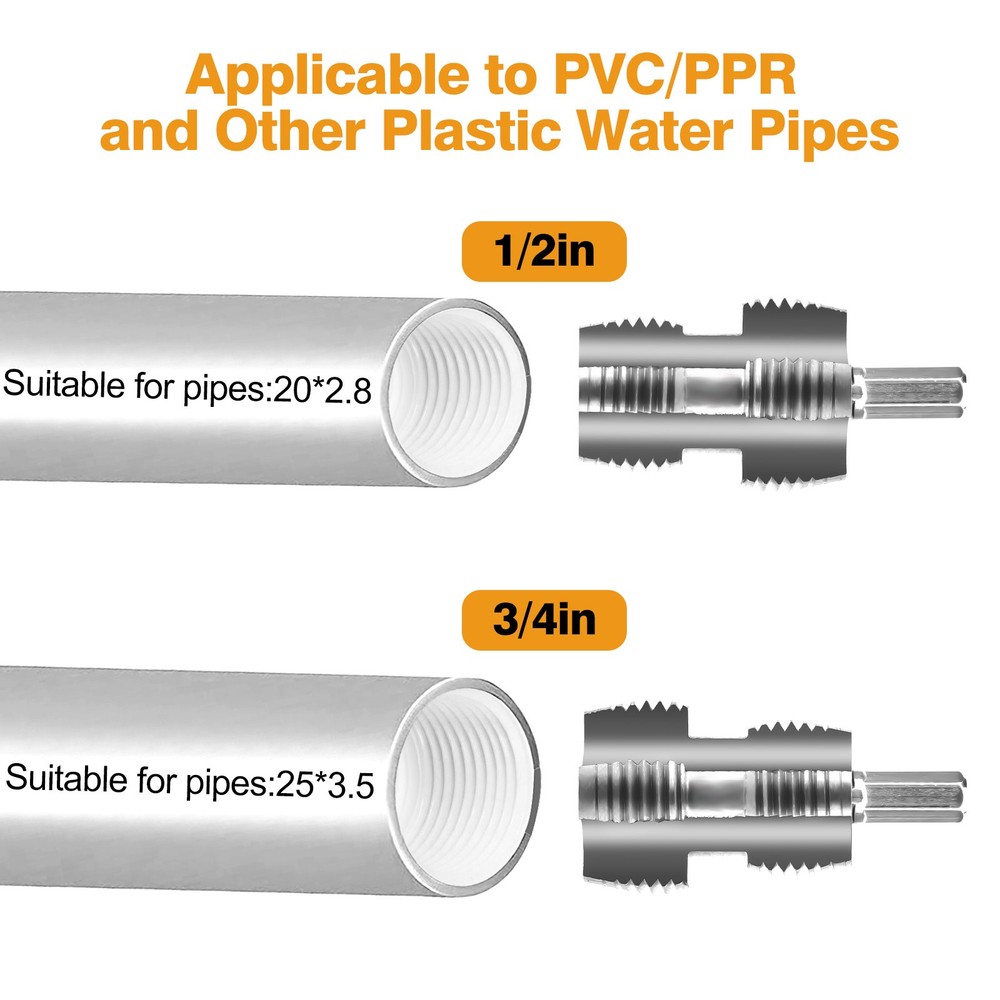 3Pcs 1/2'' & 3/4'' Water Pipe Integrated Internal & External Pipe Threading Tool
