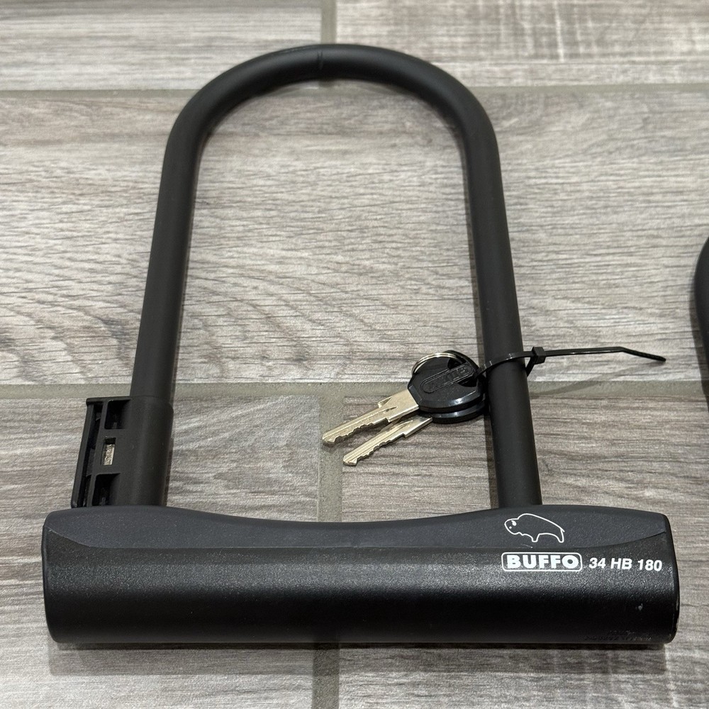 2 ABUS Buffo 34 U-Lock - 4 x 9”, Keyed, Black, 12mm Diameter