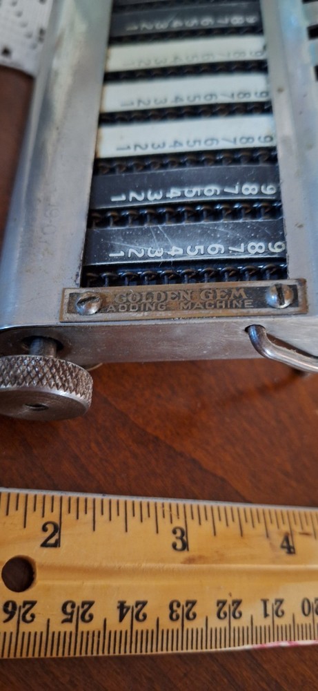 Vintage Golden Gem 7 Digit Chain Adding Machine
