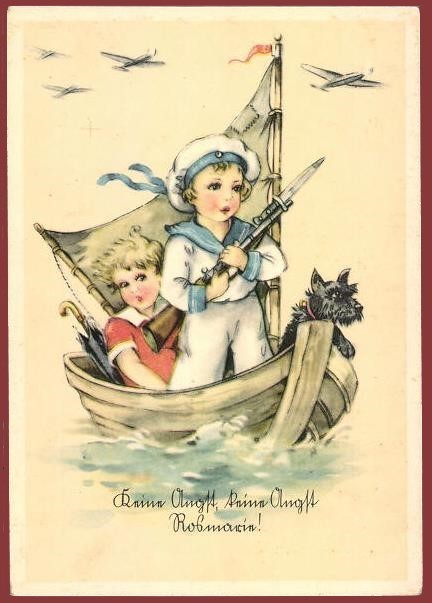 German WW2 Third Reich Artist Postcard Child Soldier