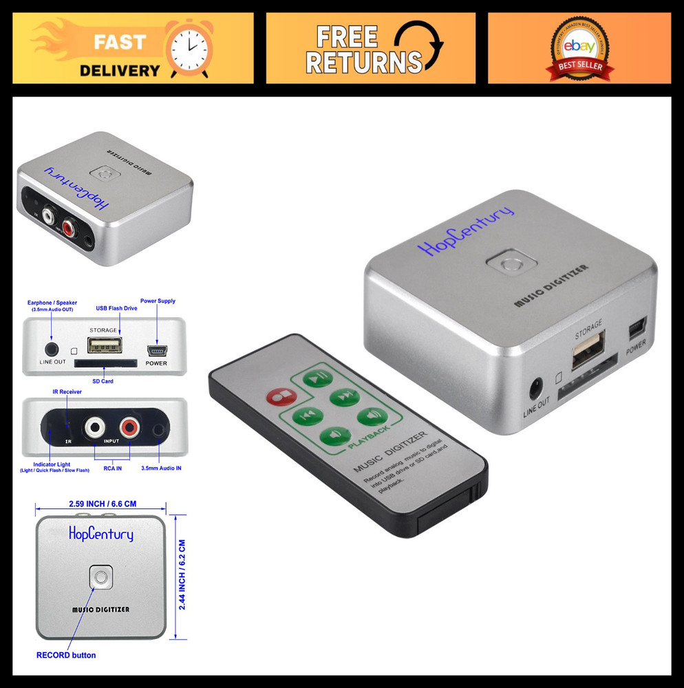 Music Digitizer CD Recorder - Audio Capture Device, Cassette to MP3 Converter, 3