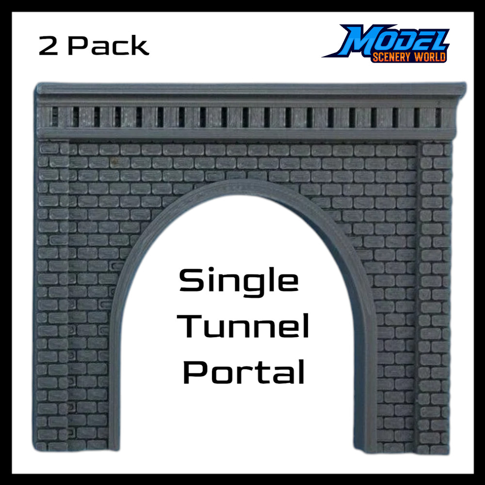 Single Tunnel Portal - Stone (2pk) - T Scale 1:450 - Gray