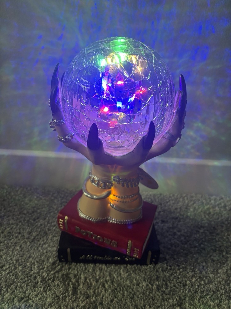 Halloween Witch Hands Holding a Light Up Orb/Crystal Ball 10” NEW