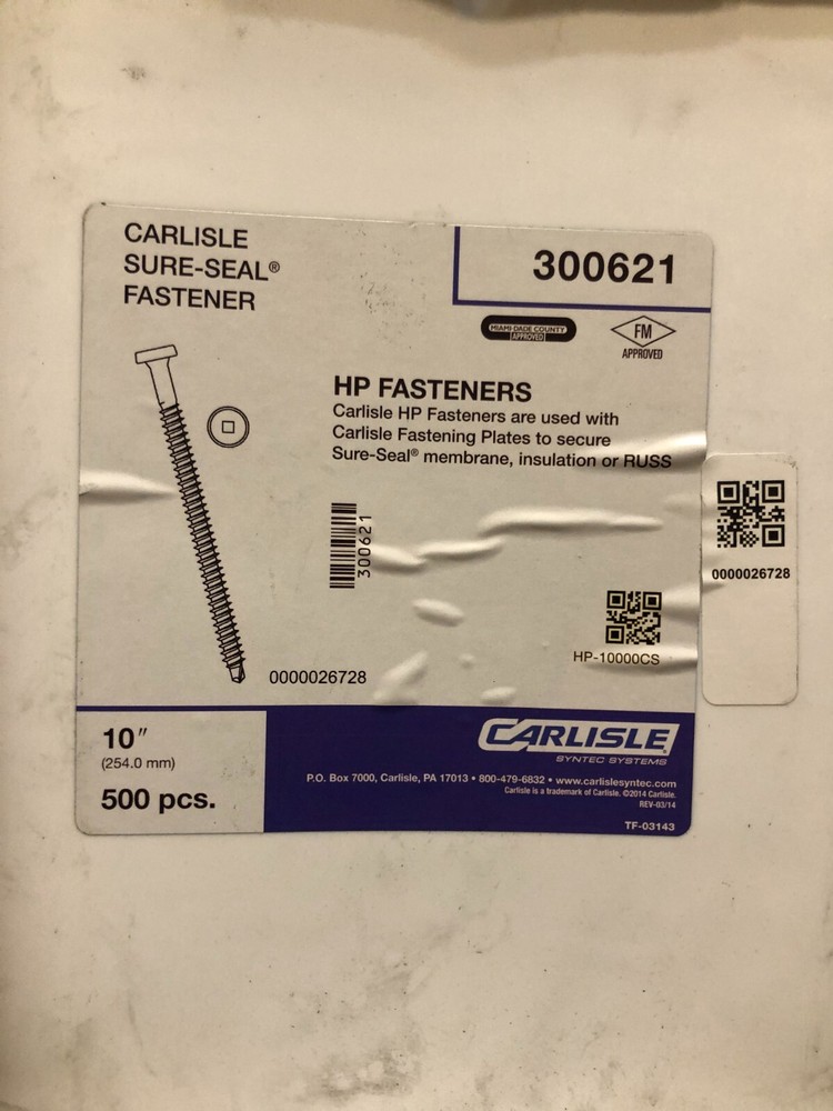 Carlisle's SURE-SEAL 10" HP Fasteners 300621 500ct