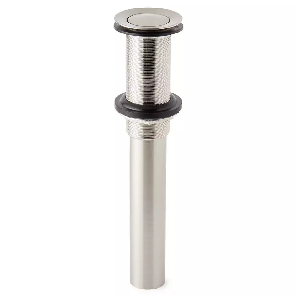 EXTENDED PRESS TYPE POP-UP BATRHOOM DRAIN- OVERFLOW HOLE - BRUSHED NICKEL