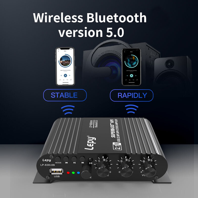 ‌2.1CH Compact Amplifier: 75dB SNR, 20Hz-20KHz & Wide Voltage Support‌