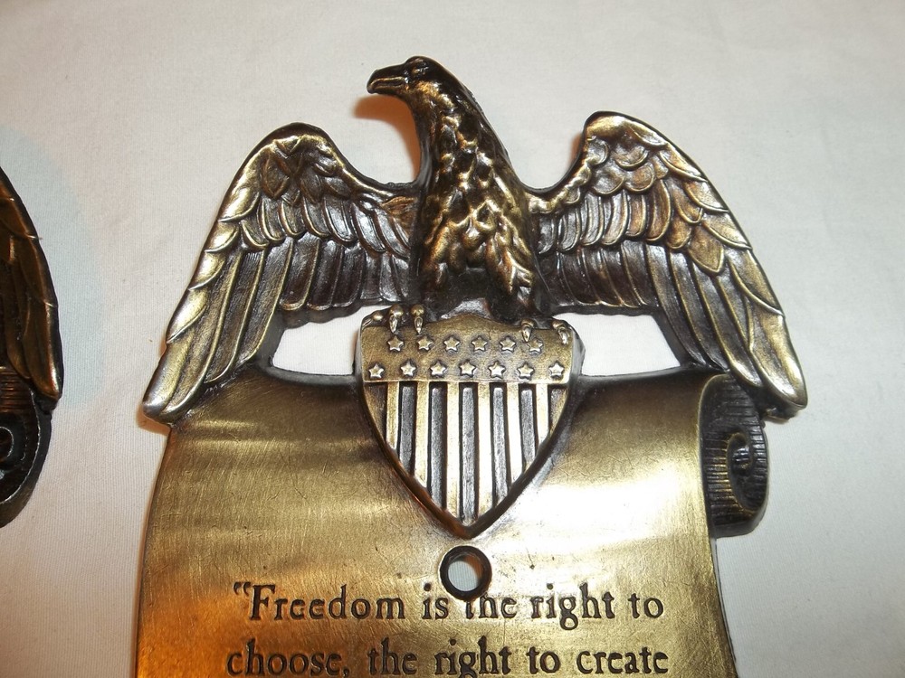 Vtg Lot 2 American Eagle Thomas Jefferson Brass Light Switch Plate Covers