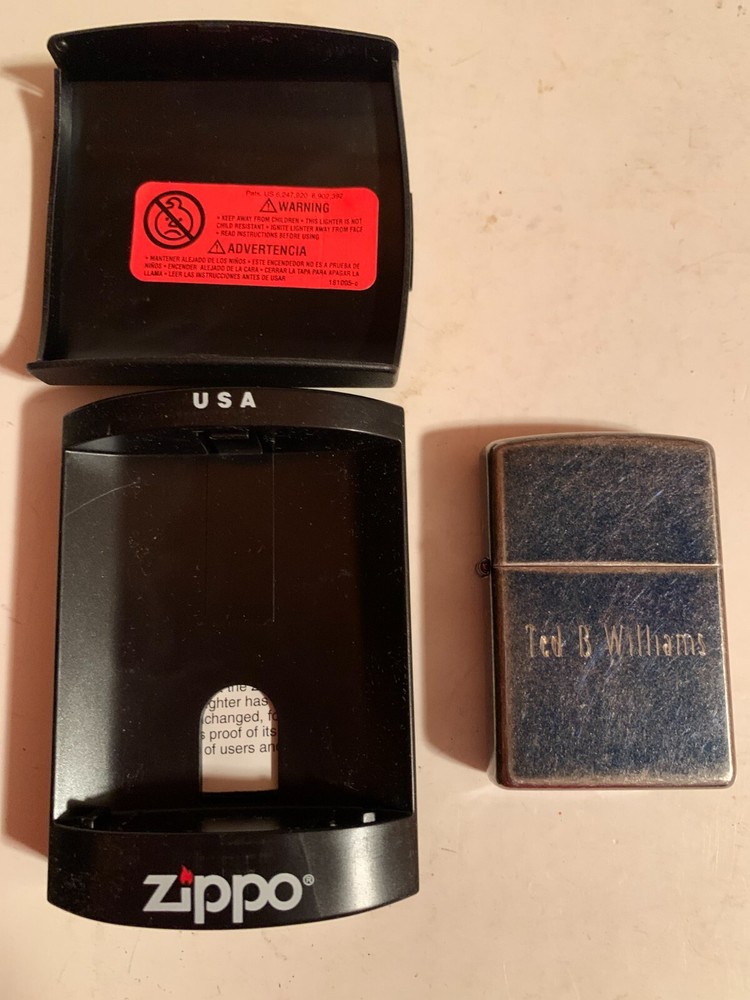 ZIPPO WINDPROOF LIGHTER 2006 BLUIESH TINT ENGRAVED TED B. WILLIAMS NEW