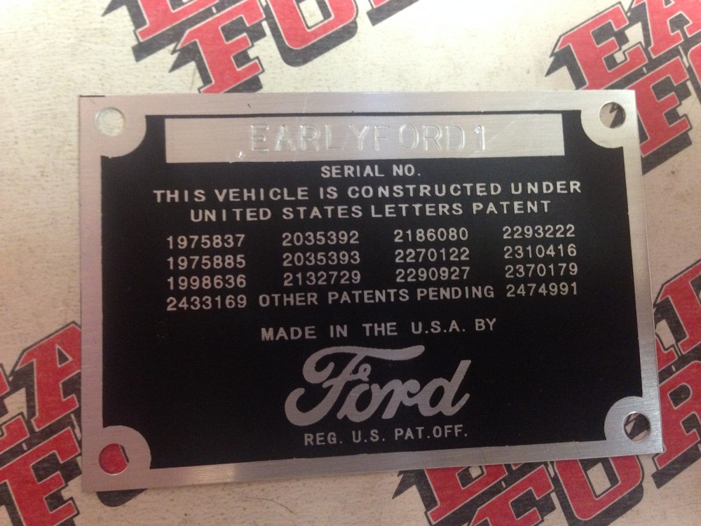 Stamped Ford data plate