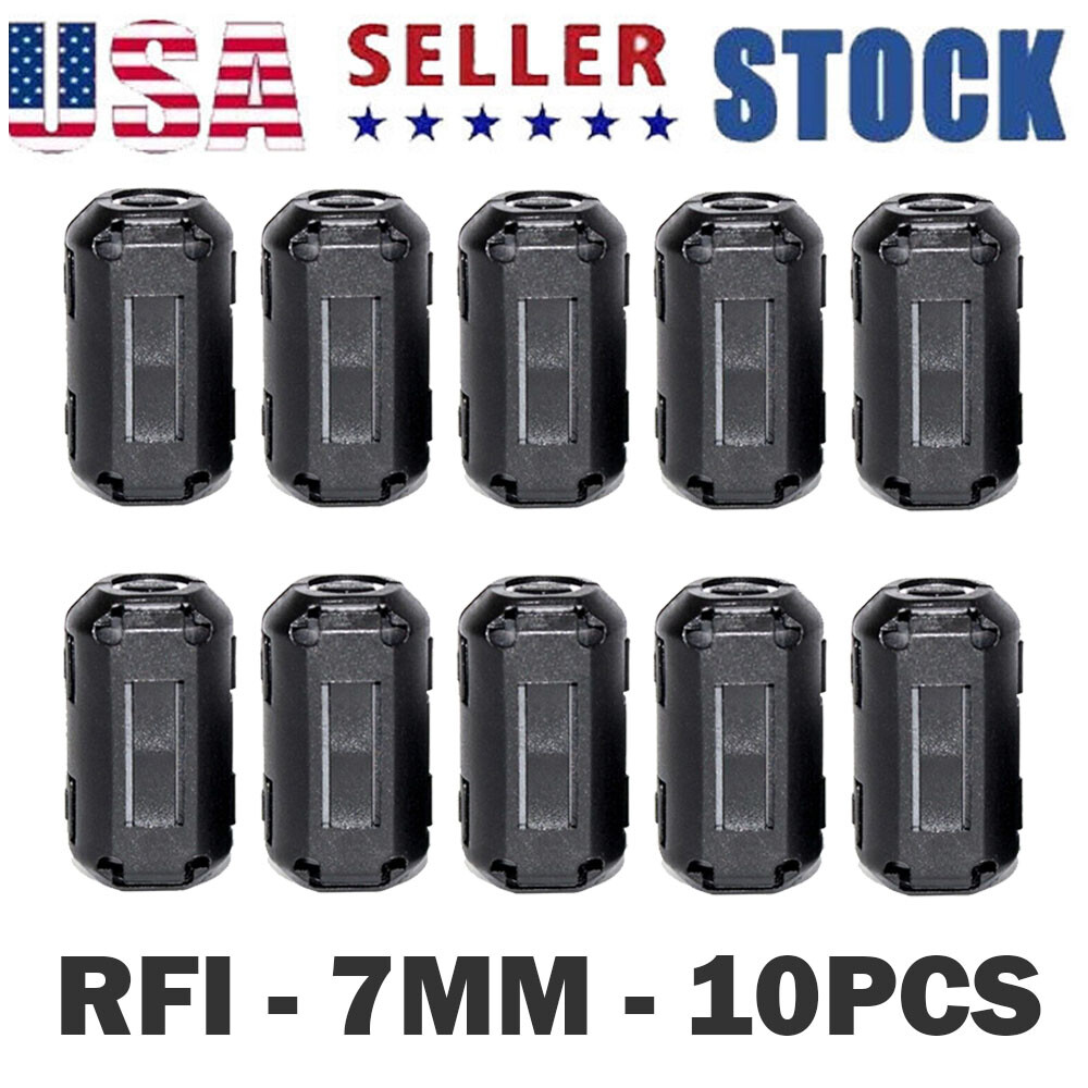 10PC 7mm Ferrite Beads Clip-on Ring Core RFI EMI Noise Filter Clamp Choke Coils