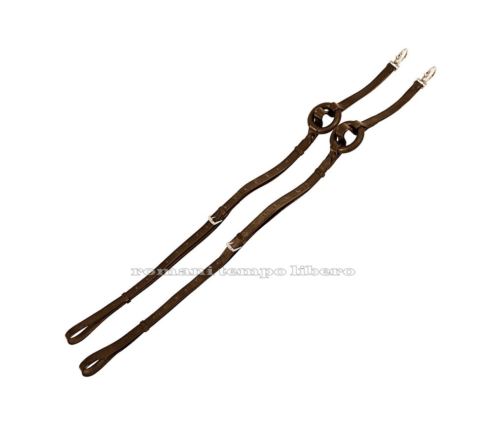 Leather Training Fixed Reins with Rubber Shock Absorbing Ring