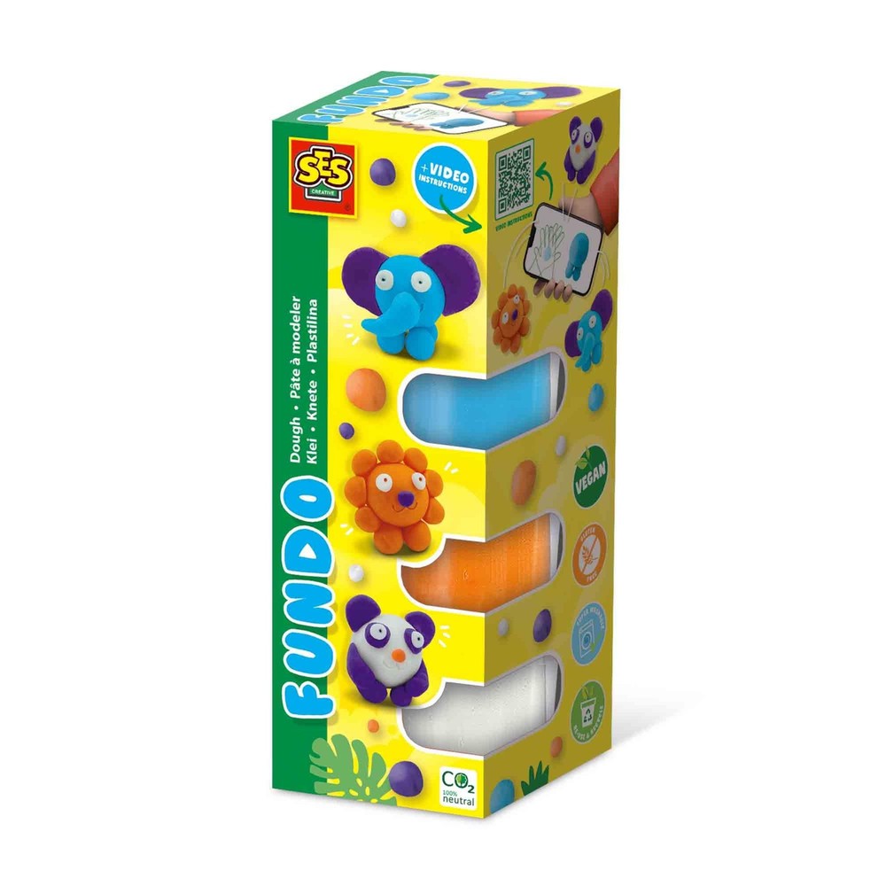 SES Creative 00813 Fundo Dough-Wild Animals (3x90gr-1x40gr), Various